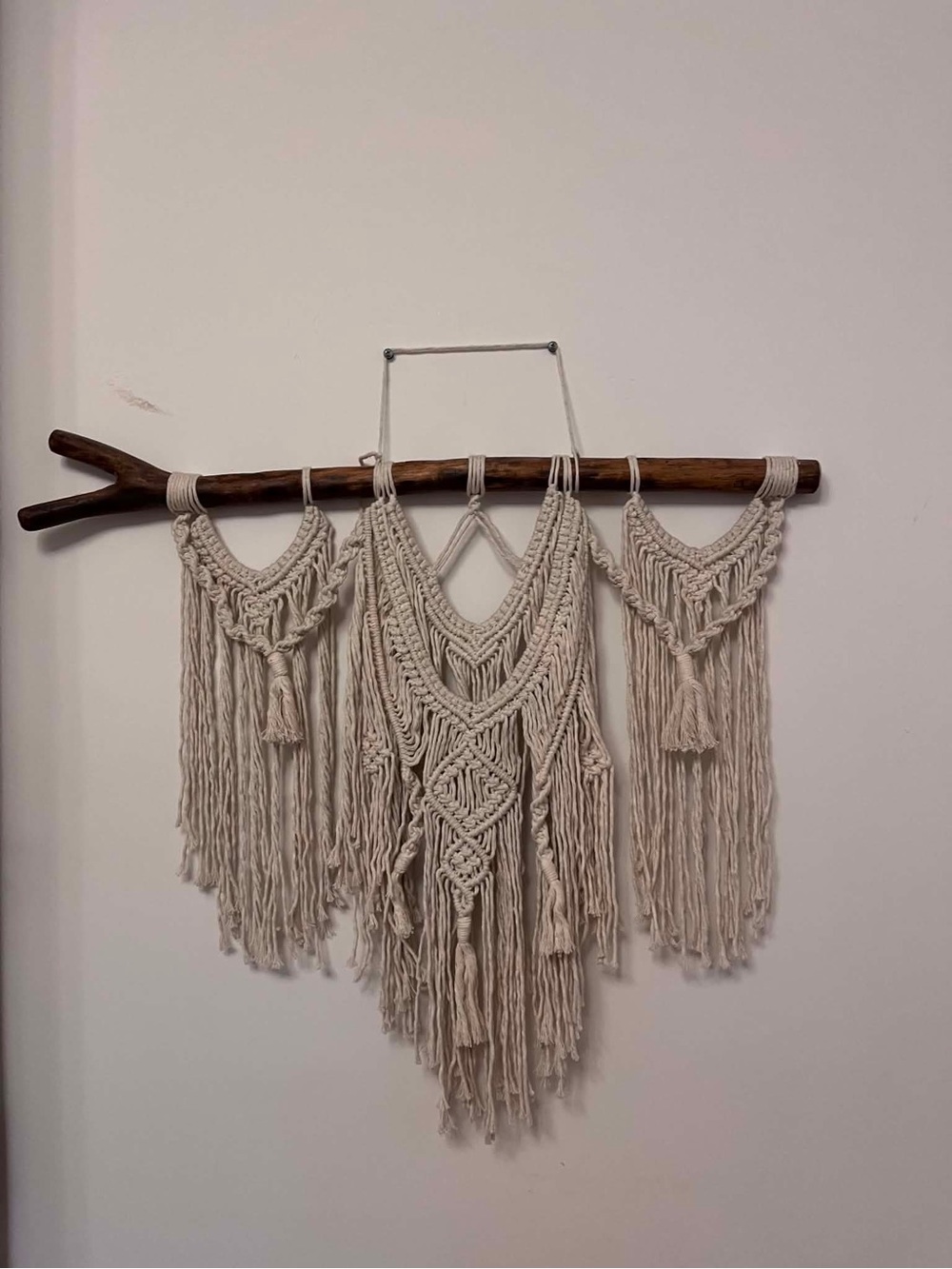 Large Macramé Wall Hanging on Wooden Branch